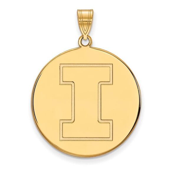14k Yellow Gold U. of Illinois XL Initial I Disc Pendant